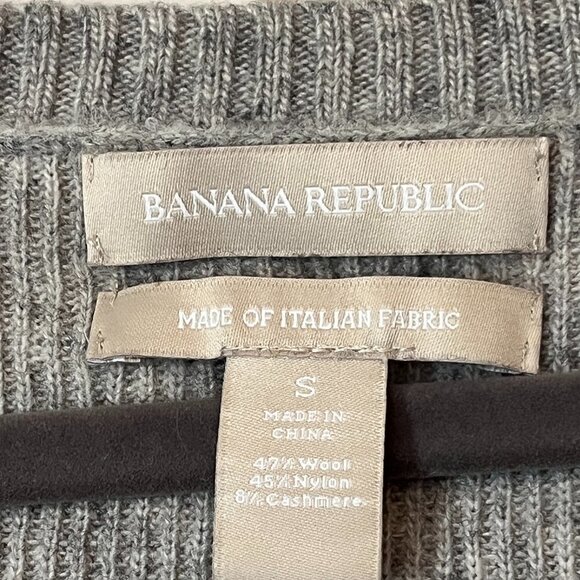 Banana Republic sweater dress short-sleeve grey small cable-knit wool cashmere - Picture 4 of 6